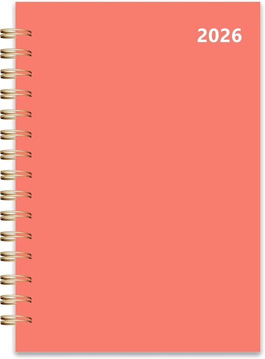 2026 Weekly and Monthly Planner, From January 2026 to December 2026, 5.5" x 8.5" Daily Planner for Productivity, Goal Setting & Time Management, Organizer for Work & School - Orange Hard Cover