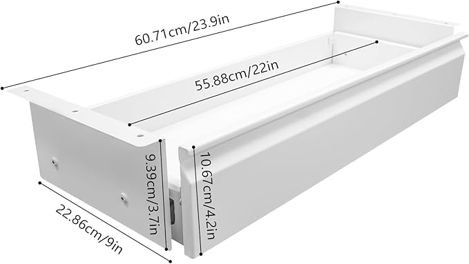 22 Inch Under Desk Mounted Sliding Pull-out Drawer Storage for Sit Stand Workstation Office(Applicable Table Thickness: 0.79in) White
