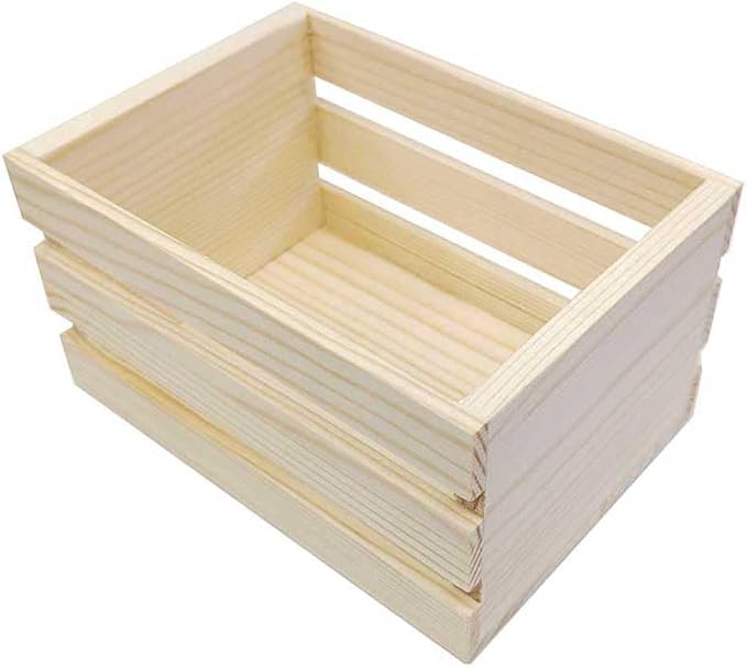 Teensery Small Wooden Crates Decorative Farmhouse Wood Box Mini Storage Basket Container for Home Office Classroom Bedroom Kitchen, 1 Piece (4.92 x 3.46 x 2.76 Inch)