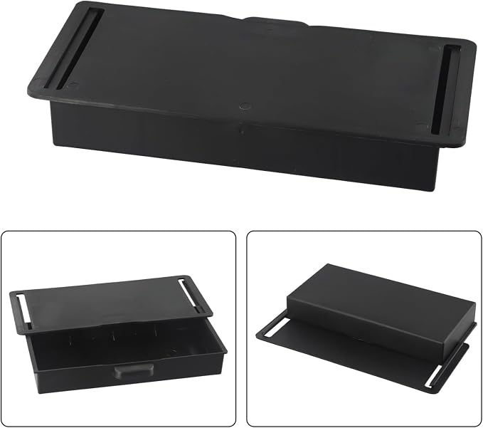 Under Desk Drawer Organizer Self-Adhesive Box Attachment,For Office Home Desktop Pen And Things Holder, Hidden-Design For Space-Saving And More Neat,ABS Plastic(Black)