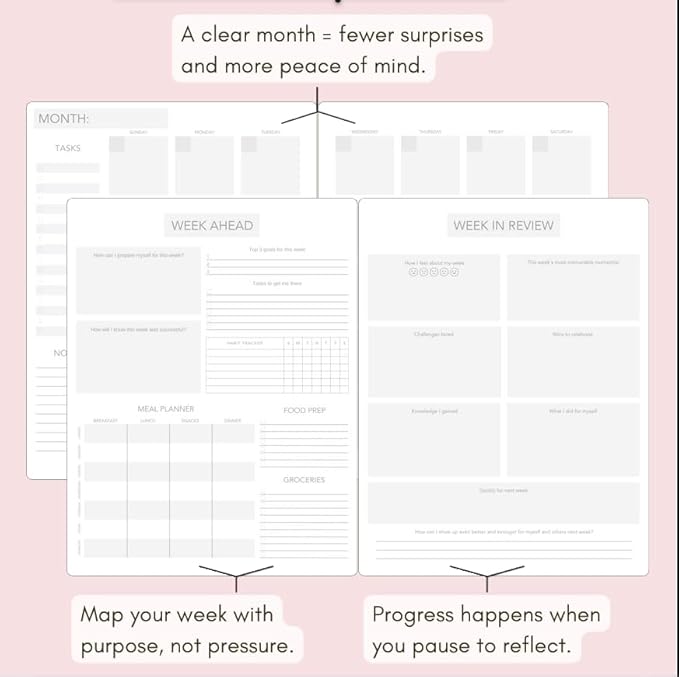 Pland Studio 90-Day Planner – Undated Daily Goal Journal for Women | Blush Rose Hardcover with Habit Tracker, Vision Board, Gratitude & Meal Planner | Self-Care & Productivity Journal Notebook