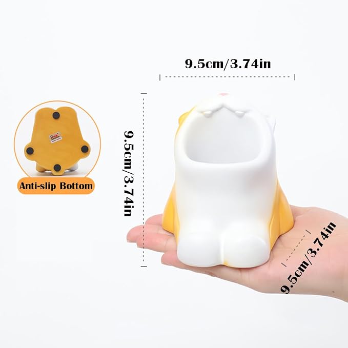 Funny Big Mouth Animals Pen Holder for Office Desk Accessories, Cute Cartoon Animals Makeup Brush Holder Pencil Cup Toothbrush Holder Vanity Organizer Kawaii Home Decor (Cat)