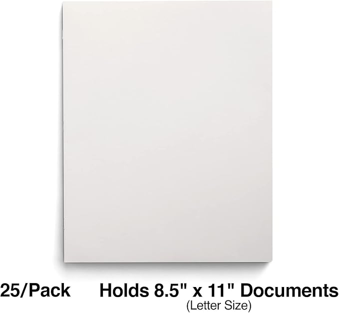 Staples School Grade 2‑Pocket Folders with Fasteners, White, Letter‑Size, Durable Classroom & Office File Folders, 25/Box