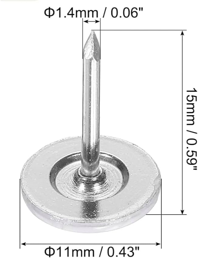 100Pcs Thumb Tacks White Flat Rounded 11mm/0.43" Nailhead L13mm/0.51" Decorative Pin Push Pins Home/Office for Bulletin Board,Notice Board/Map Nails,Small in Size,Tape, Adhesives and Fasteners