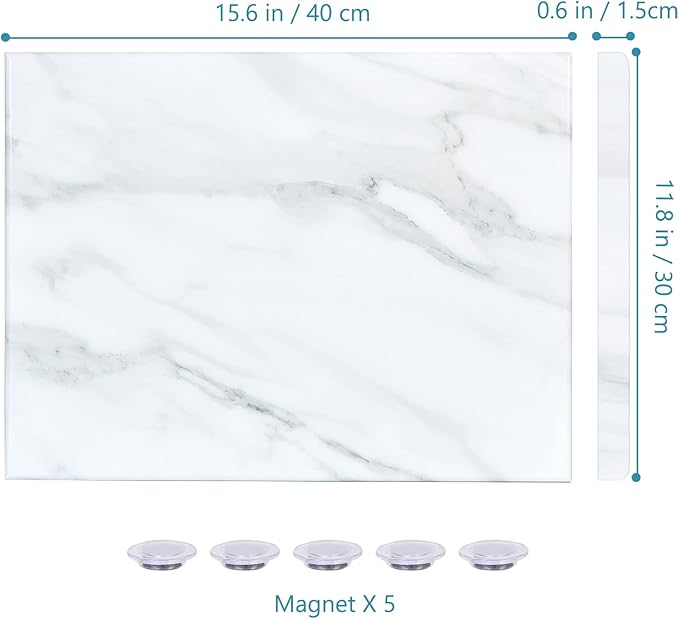 Marble Print Magnetic Dry Erase Board, 12 x 16 inches Decorative White Board for Wall with Design, Frameless Dry Erase Board for Wall, Magnets Included（DLS,4030,1pc）