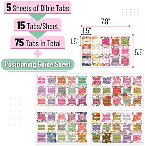 Mr. Pen- Laminated Bible Tabs, 75 pcs, Gold Foil Embossed Lettering, Tear Resistant Index Tabs for Women and Men, Large Print Bible Index Tabs, Bible Book Tabs, Mr. Pen Bible Tabs