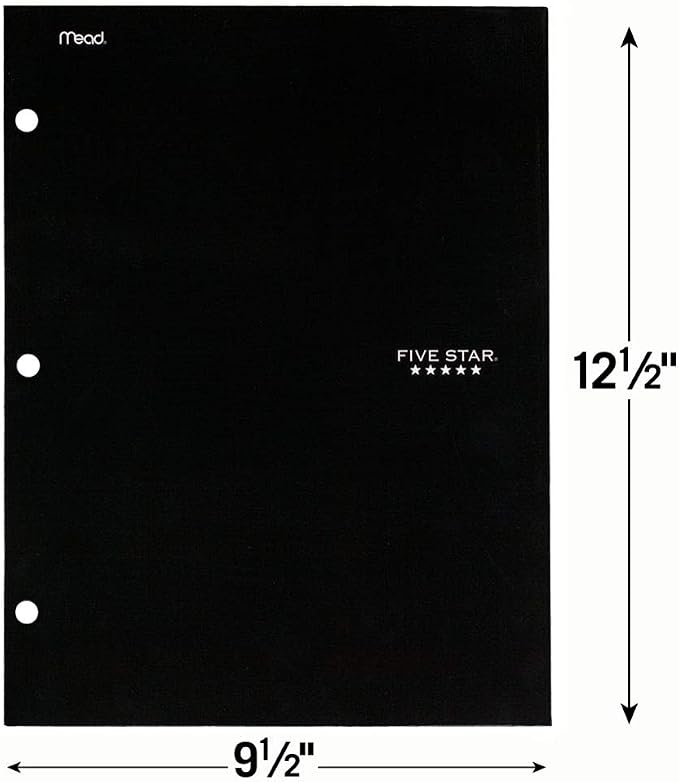Five Star 4 Pocket Folder, 2 Pocket Folder Plus 2 Additional Pockets, Black (72093)