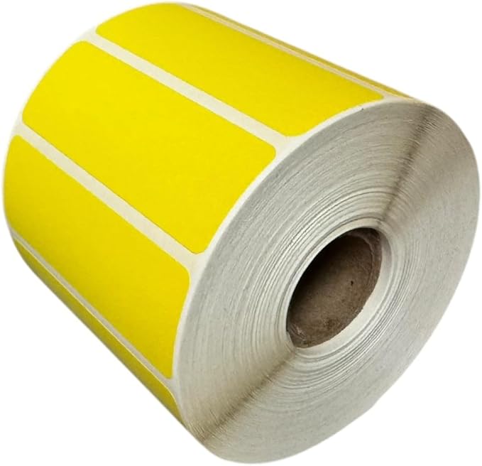 Labels and More Yellow 3x1 Inch Direct Thermal Labels 1" Core Self Adhesive No Ribbon Required 6 Rolls 7800 Total Labels Compatible with Desktop Zebra Printers
