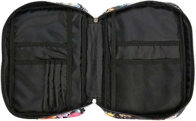 Bible Cover Carrying Book Case Church Bag Bible Protective with Handleand Zippered Back Pocket, Gift for Girls Women Men Father Kids (Black Flower)