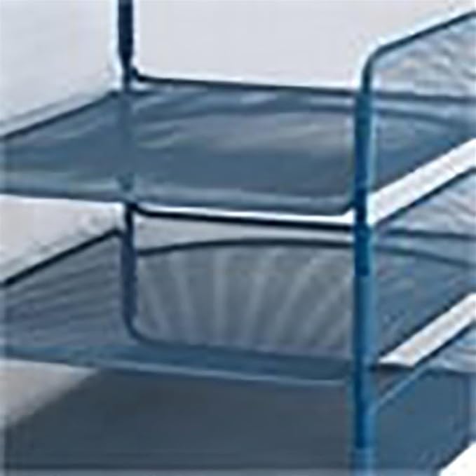 Scranton & Co 3-Tray Steel Mesh Desk Organizer, Blue Powder Coat Finish, 8" H x 9.25" W x 11.75" D, Letter-Size Paper Holder, Durable Office Supply Organizer for File Storage