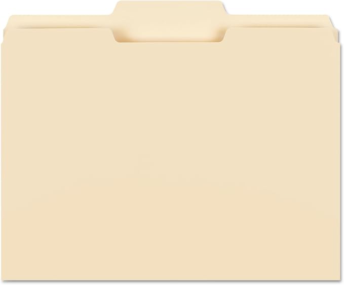 Smead 10332 File Folders 1/3 Cut Second Position One-Ply Top Tab Letter Manila 100/Box