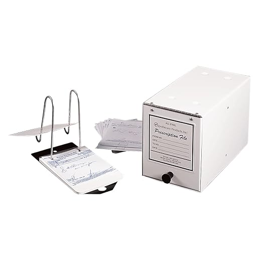 Apothecary Products Steel File Organizer & Box, Storage for Paper, Files, Prescriptions, Includes File Arch, Made in the USA, White, 5" x 6 1/4" x 9 1/4"