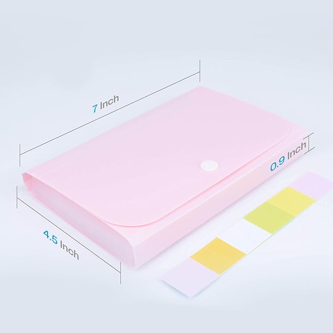 Receipt Organizer, Coupon Organizer, Folder Organizer Mini Organizer Wallet for Coupons, Receipts, Cash, Tax Item or Changes,7x4.5 in 13 Pockets with Tabs Check Case(Pink)