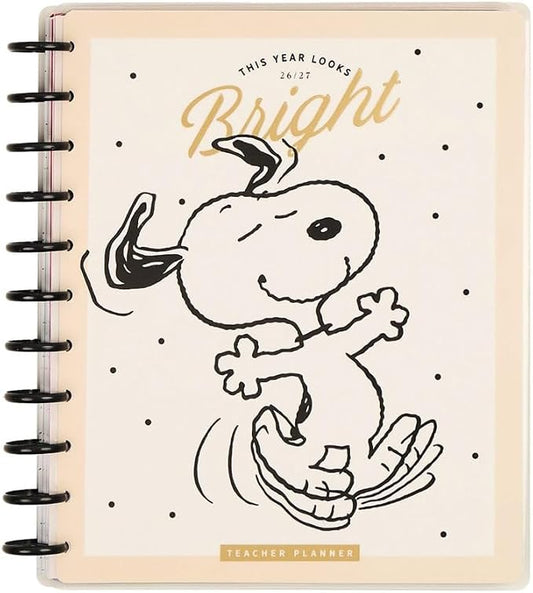 Happy Planner Peanuts Disc-Bound 12-Month Academic Planner, July 2026–June 2027, 12 Dividers, Big Size, 8.5" x 11", Teacher Layout