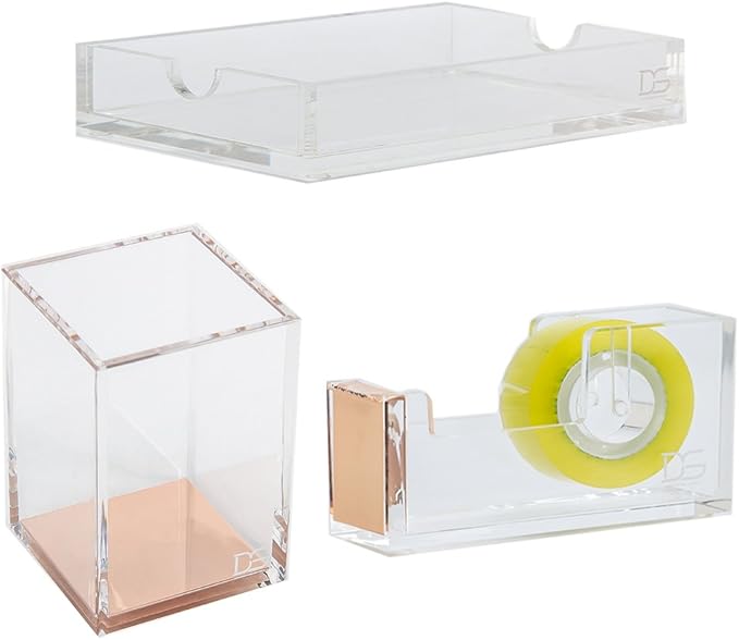 Draymond Story Premium Office Set - Pen Holder and Note Pad Holder and Tape Dispenser (DS Desk Stationary)