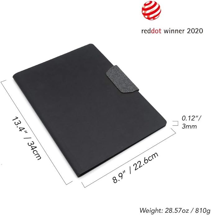 LHiDS Magnetic Business Portfolio Lite Resume Padfolio Organizer with Clipboard, Paper Clip, Writing Pad, Pen/Card Holder, Magnetic Closure for Work, School and More (Black, A4/Letter)