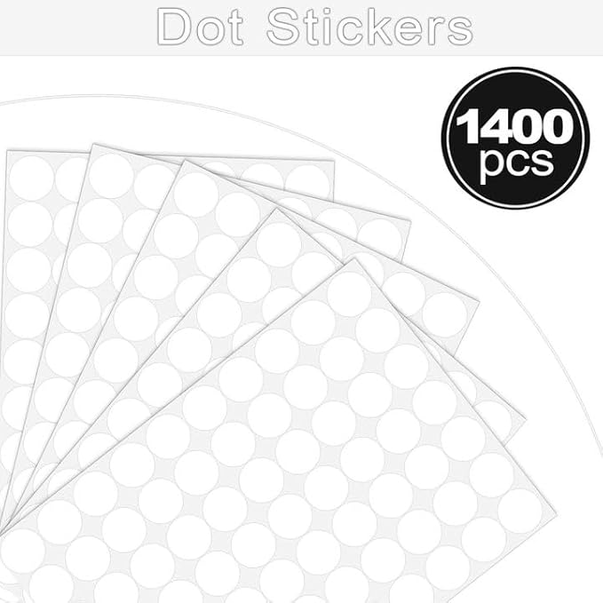 Dreecy 1400 PCS White Dot Stickers Round Coding Labels Circle Dots Labels Stickers Polka Circle Dot Stickers Label Sticker for Office,Classroom,Papers Etc 3/4 INCH 12121212