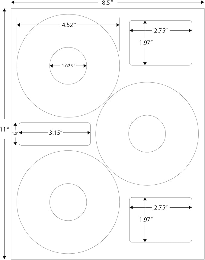 CD/DVD Label Full Face | Qty 150 Disc, 150 Spine | 50 Sheets Total | White Matte | Inkjet & Laser Compatible | Neato CLP-192301 Large Center Holes | Easy to Peel | 3 Per Sheet | Blank Label