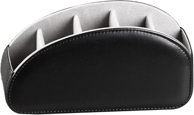 Ayunga PU Leather Remote Control Organizer for TV,DVD,Media Players,5-Tier Desktop Storage with Edge Arc Design,Space-Saving Holder for Remote Controllers(Black)