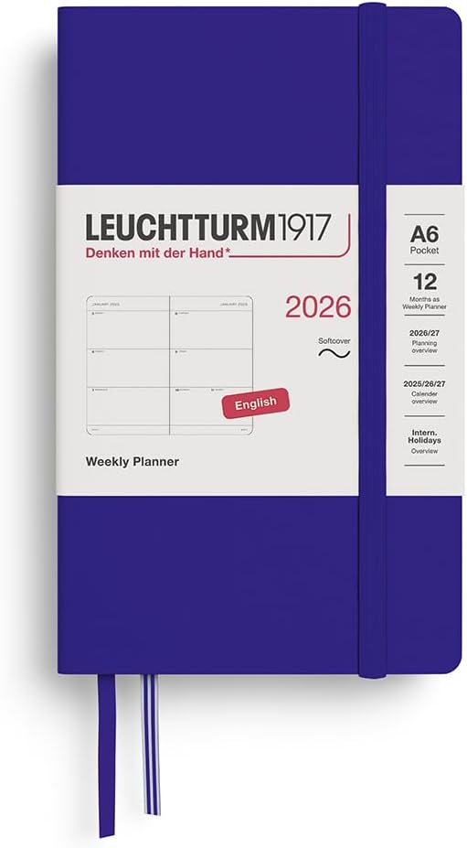 LEUCHTTURM1917 - Weekly Planner 2026, Softcover, Pocket (A6), Ink (Jan 1 - Dec 31, 2026)