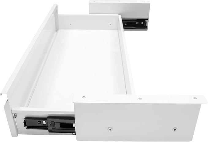 22 Inch Under Desk Mounted Sliding Pull-out Drawer Storage for Sit Stand Workstation Office(Applicable Table Thickness: 0.79in) White