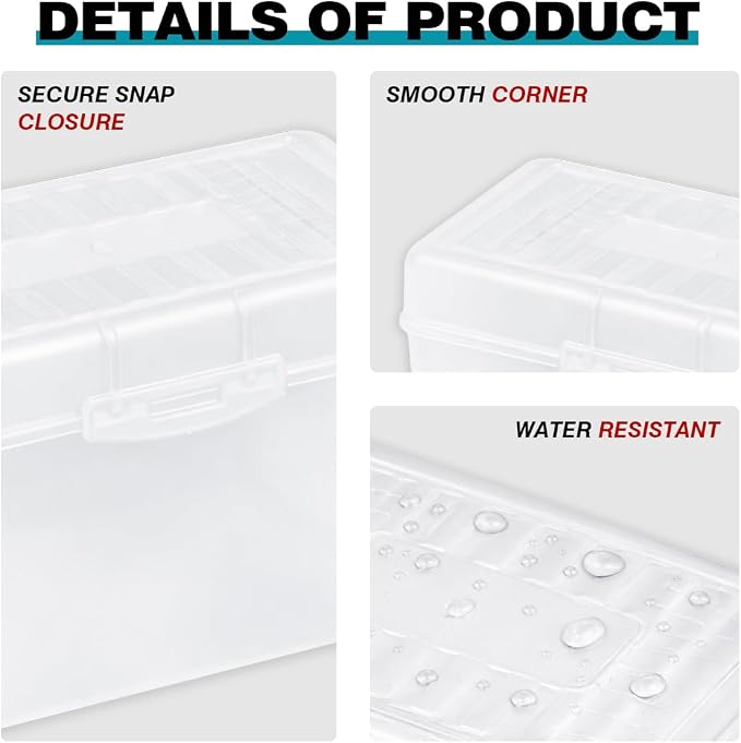 H4D Index Card Holder 3x5, Index Card Box Organizer Case, 3x5 Flash Note Card Holder, 3 Packs (Clear Colors)