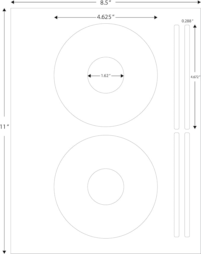 CD/DVD Label Full Face | Qty 500 Disc, 1000 Spine | 250 Sheets Total | Permanent White Matte | Inkjet & Laser Compatible | Memorex Large Core | Easy to Peel | Made in USA | Blank Label