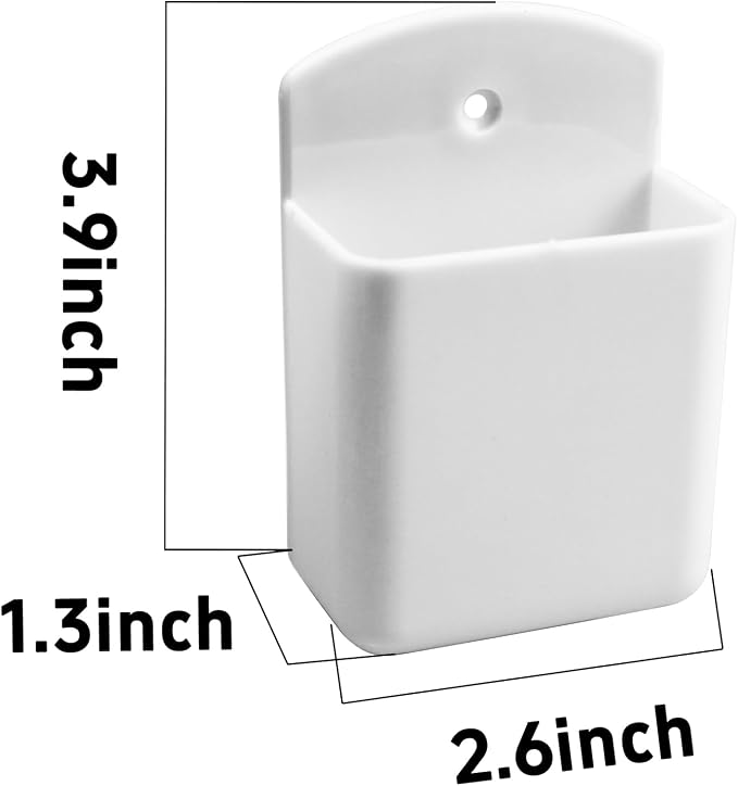 Septe 4Pcs Remote Control Holders Wall Mount, Self Adhesive TV Controller Holder, Wall Pen Holder Storage Box for Home Office (White)