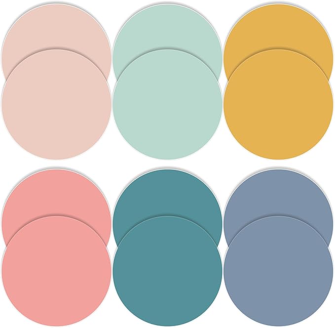 Lincia 12 Pack Colorful Erase Dots Circles 10.5 Inch Removable Vinyl Spot Dry Erase Desktop Writing Spots Set for 100th Day of School Classroom Table Teacher Students Home Desk Wall (Fresh Colors)