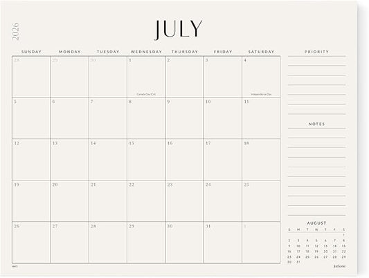 Jotsome Large Desk Calendar 2026-2027, Desk Pad Calendar From July 2026 to December 2027 22x17 inch, Desk Blotter Calendar for Home and Office, Easy Planning (Beige, 17" x 22")