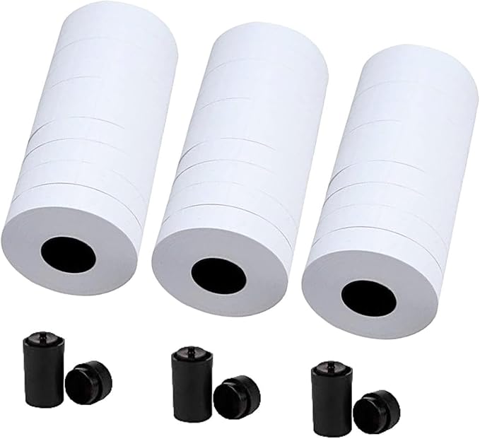 MX-6600 Price Labels | 2 Line White Blank Price and Date Gun Labels with 3 Ink Rolls | 30 Rolls / 15000 Labels Fits MX-6600,MX-6602, YH-689 Guns (Without Gun)