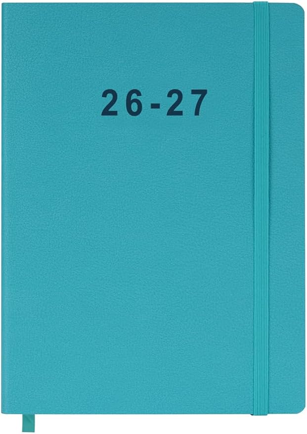 26-27 Academic Planner - Weekly and Monthly Planner, Jul 2026 - Jun 2027, Vegan Leather Cover, Elastic Closure, 7”x9.25”, Teal