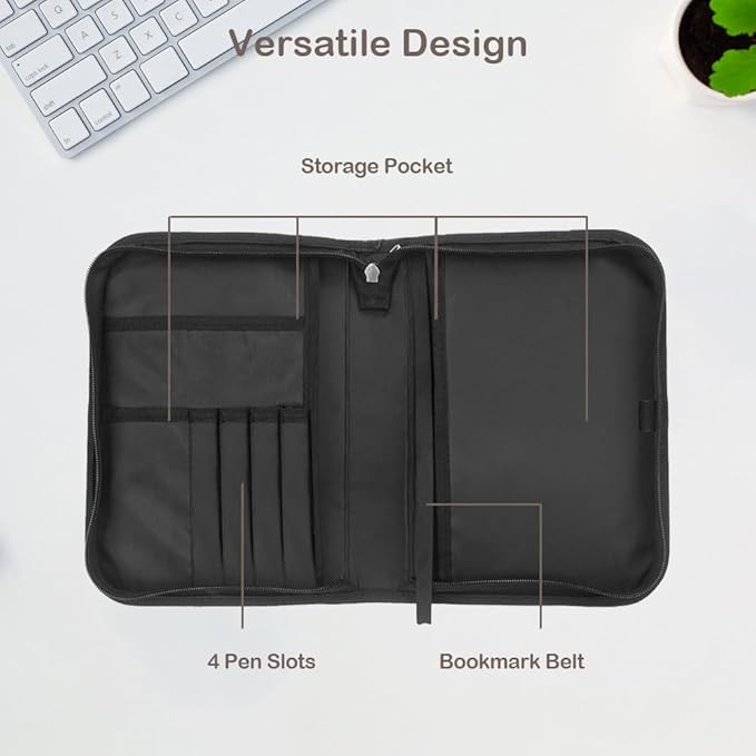Bible Case with Handle and Zipper, Premium PU Leather Waterproof Bible Cover 11.2 x 8 x 2.2 Inches, Book Case for Standard Size Bibles with Pen Storage, Bible Accessories Gifts (Eagle)