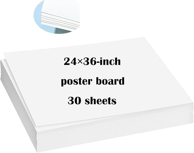 24”×36” Large Poster Board 30pcs White Poster Paper Poster Board Bulk suitable for DIY, Crafts, Signs Project Presentations, Drawing and School Supplies,250GSM Thickness Blank Posterboard