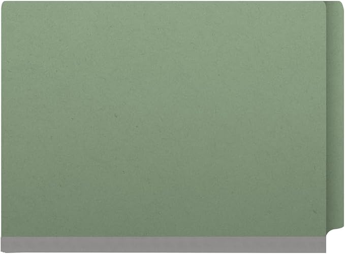 Pressboard Classification Folders, Full Cut End Tab, Letter Size, 1 Divider, Green (Box of 10)