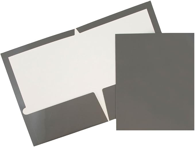 JAM PAPER Laminated Two Pocket Glossy School Folders - Letter Size - High Gloss Assorted Business Colors - 6/Pack