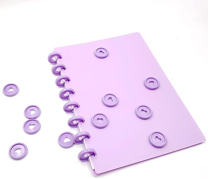100pcs Planner Expander Discs 1.1Inch Book Binding Disc For Discbound Notebook Accessories Heart Binder Rings(Purple,1.1 inch/28 mm)
