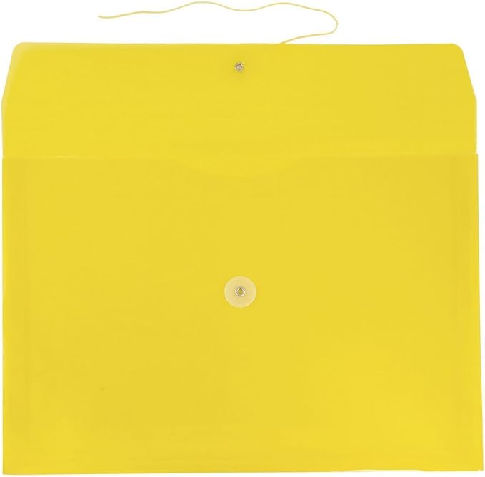 JAM PAPER Plastic Envelopes with Button & String Tie Closure - Legal Booklet - 9 3/4 x 14 1/2 - Assorted Primary Colors - 12/Pack