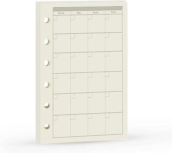 Planner Refill, Pocket Notebook, Month Tracker Binder Refills for 6 Holes Filofax/Personal Journal, 100Gsm Quality,45sheets/90pages A7 Refill, 4.84 x 3.23'', Harphia