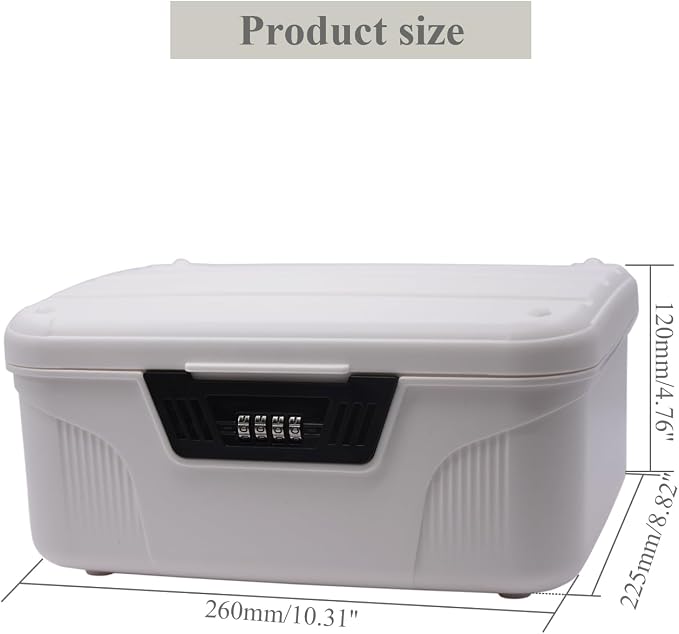 Large Lockable Storage Container Bin, 2.3 Gallon Capacity Organizer Box with Combination Lock, Plastic Trunk, Usable As Item Organizer Or Office File Storage(White)