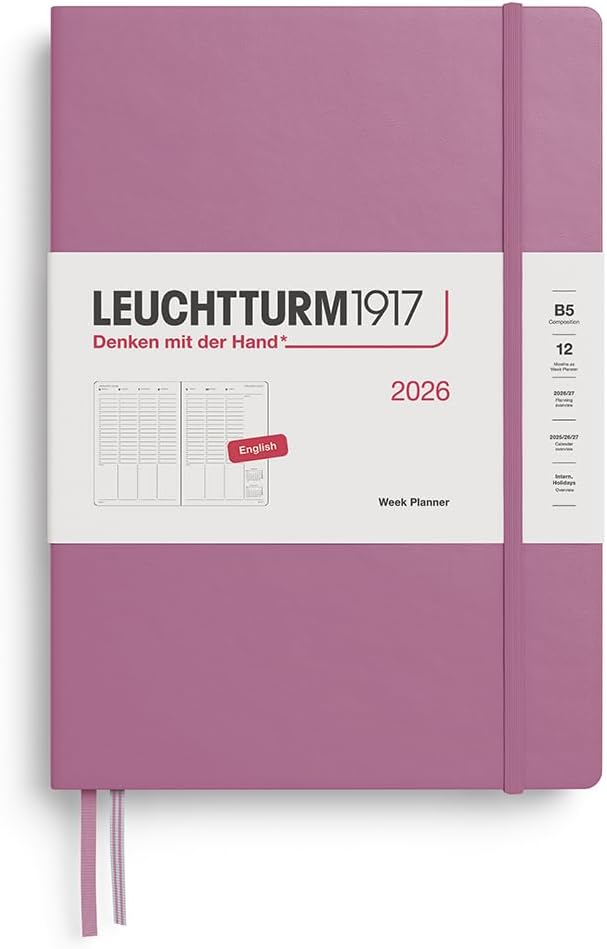 LEUCHTTURM1917 - Week Planner 2026, Hardcover, Composition (B5), Dusty Rose (Jan 1 - Dec 31, 2026)