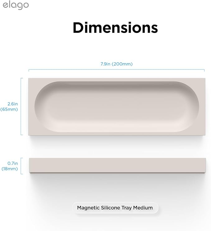elago Smart Magnetic Desk Mat Pencil Tray – Soft Silicone Organizer for Office Supplies, AirPods, Glasses, Pens – Noise-Free, Non-Slip, Washable, Item for Desk Management [Medium] (Stone)