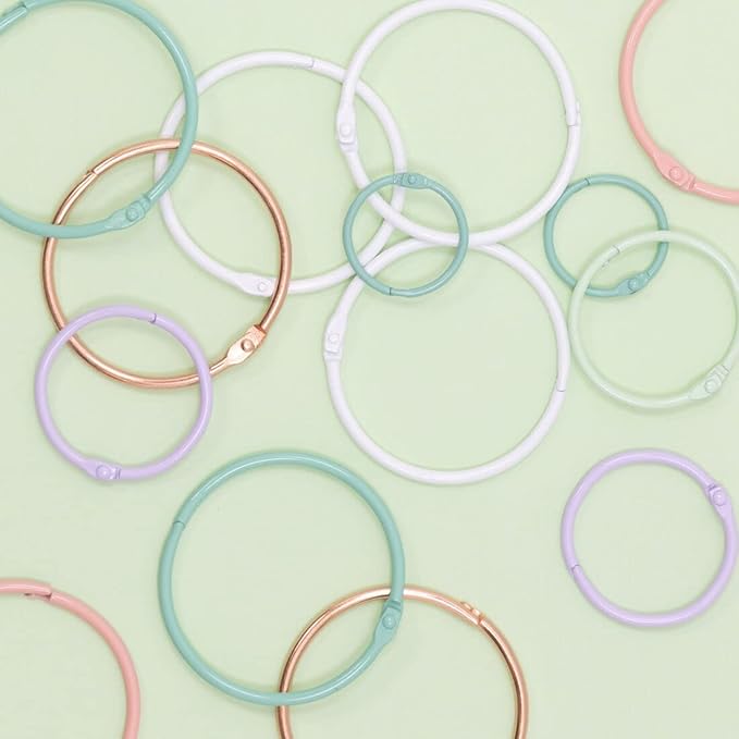 Craftelier - Set of 6 Metal Binding Rings for Scrapbooking, Card Making and Other Craft Projects | Rings for Photo Albums, Notebooks or Diaries | Size Ø 60 mm - Turquoise Colour