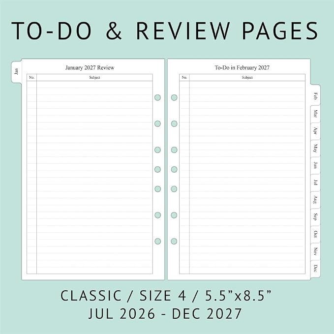newestor 2026-2027 Monthly Planner Refills 5.5" x 8.5" for Mini Binder, 19 Months from Jun 2026 to Dec 2027, Desk Size