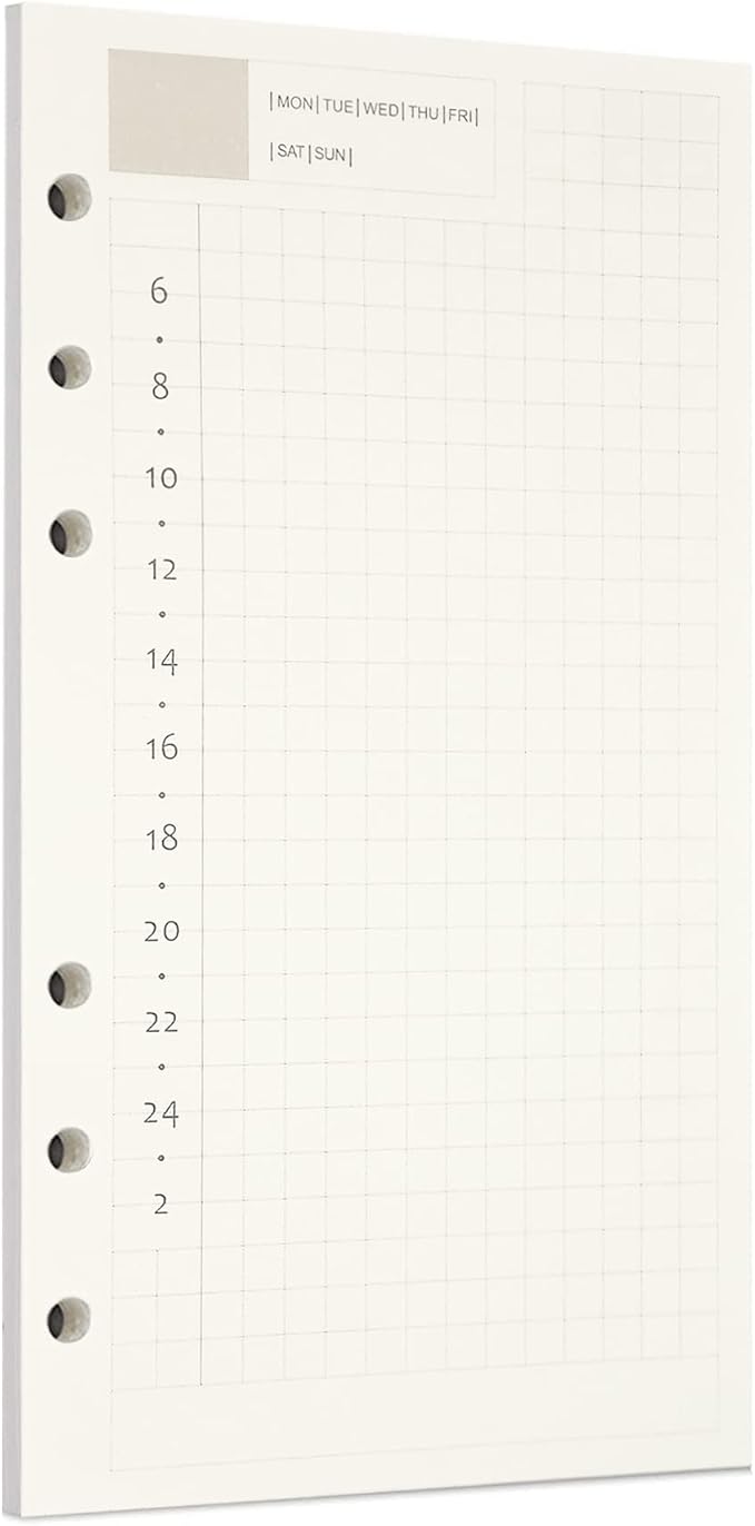 Zelten 1 Pack A6 45 Sheets/90 Pages Daily PlannerLoose Leaf Punched Paper Refills Paper for 6 Hole Binder Personal Organizer Diary Notebook Refillable Planner