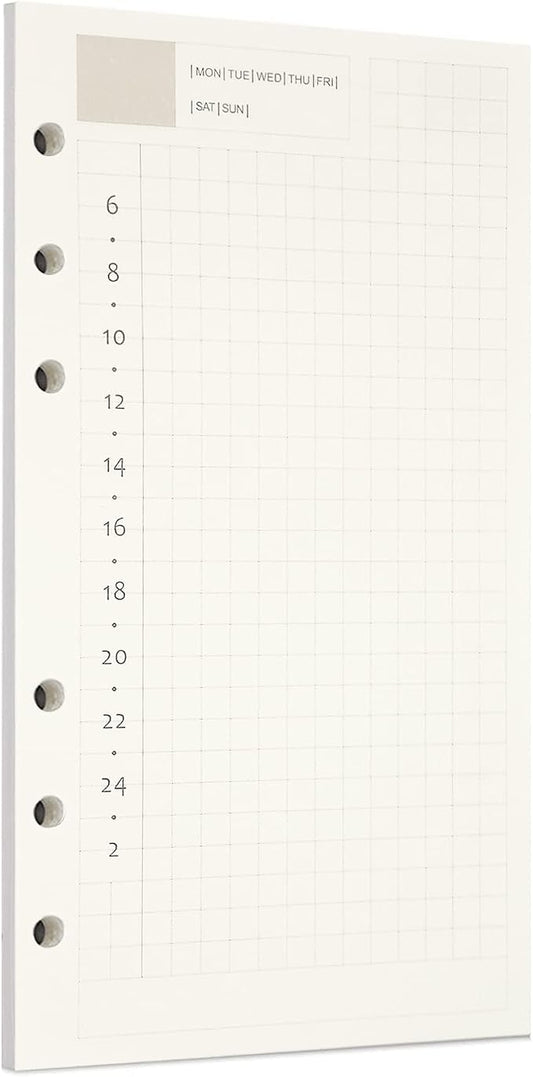 Zelten 1 Pack A6 45 Sheets/90 Pages Daily PlannerLoose Leaf Punched Paper Refills Paper for 6 Hole Binder Personal Organizer Diary Notebook Refillable Planner