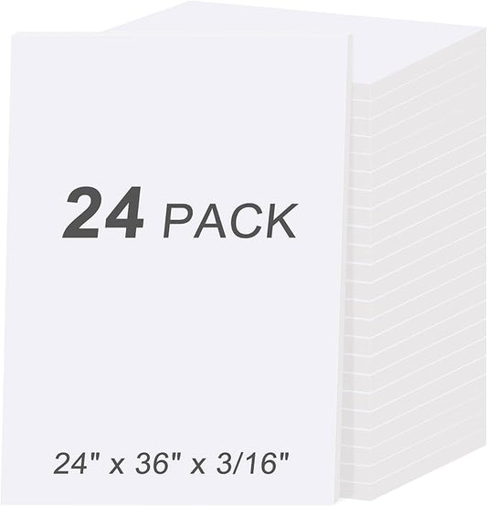 MYFAMIREA 24 Pack White Foam Board 24" x 36", 3/16" (5MM) Thick Board Poster Acid-Free Foam Core, Double Sided Foamboard Sheets for Projects, Art, Craft, Presentations and Wedding Signage
