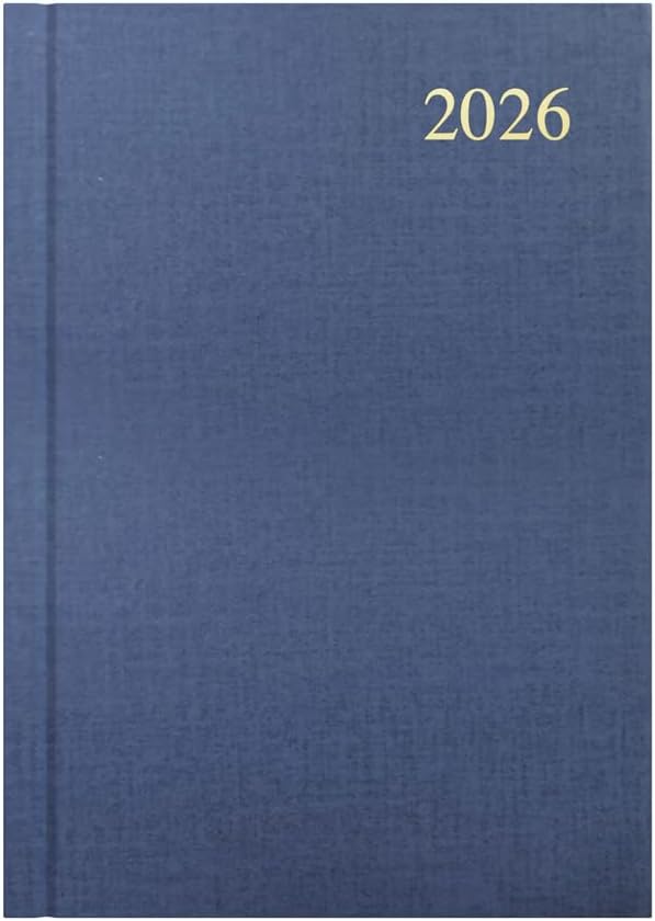 Collins - Essential - 2026 12 Month Calendar Year Planner, Day-To-Page Diary, A5 Hard Cover - Grey (ESSA51.98-26)