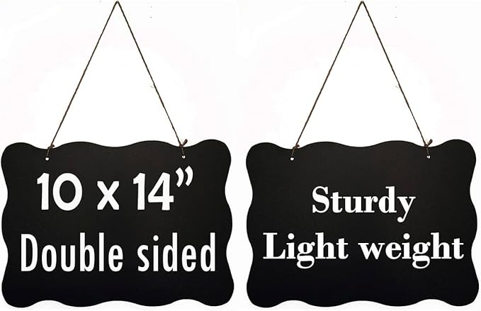 Hanging Chalkboard Sign Chalk Board Double Sided Erasable,Wood 10 x 14 Inches with Jute Hanging String,Wall Decoration (2)