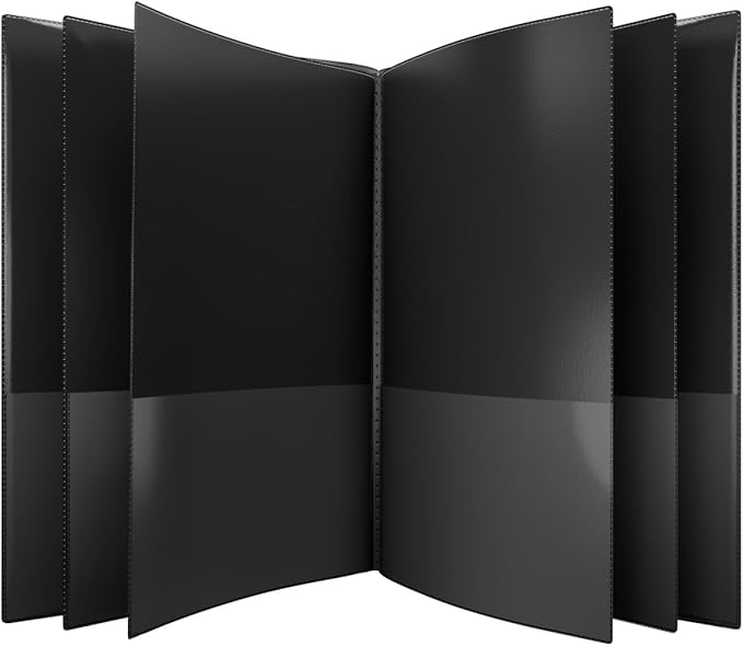 Nicky's® Multi Pocket Organizer, 10 or 14 Page Folder, Water Proof, Patented Tear-Resistant, Flexible Plastic, Proudly Made in USA, Binder Substitute. (10-in-1 Black)